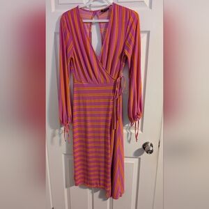 💙TOPSHOP💙 Vibrant Pink and Orange Striped Dress